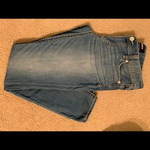 Light wash low rise skinny express jeans